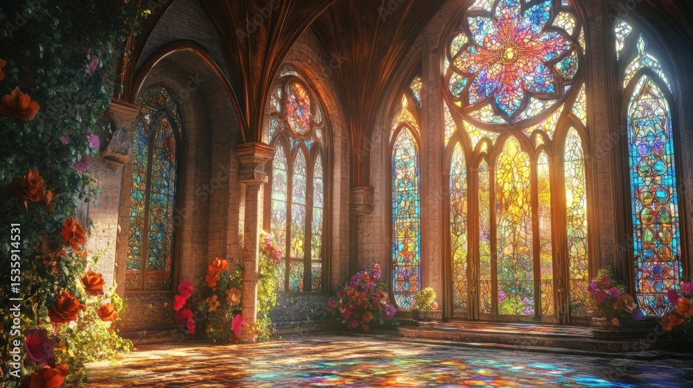 Fototapeta premium Stained glass in a whimsical, fantastic style