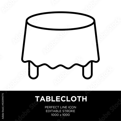 Tablecloth for restaurant table reservation concept editable stroke line icon isolated on transparent background