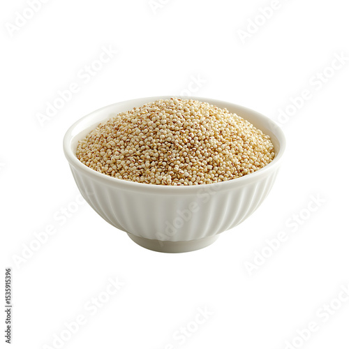 Wholesome Quinoa in Clean White Ceramic Bowl, isolated on transparent background, png
