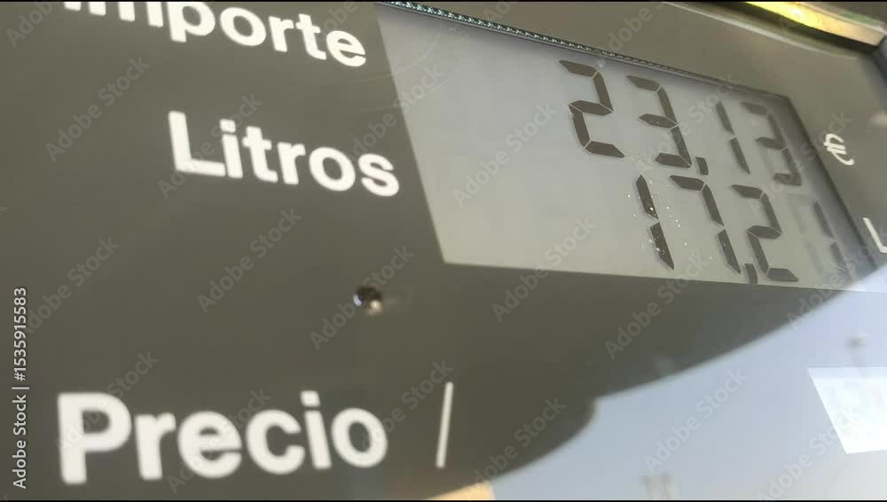 Surtidor demostrándolo caro y elevado que es el repostar litros por euros