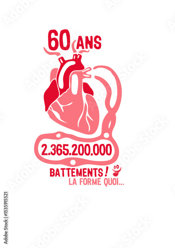 60 ans coeur battement anniversaire vie forme temps smiley