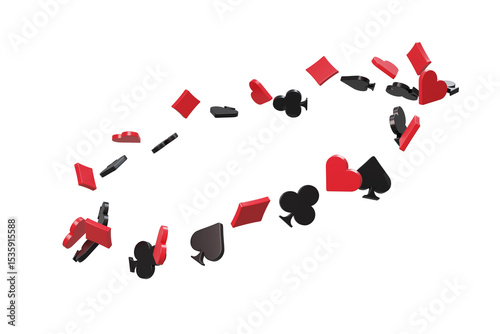 3d render perspective ring with suit of playing cards.