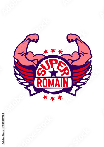 romain super logo muscle bras prenom