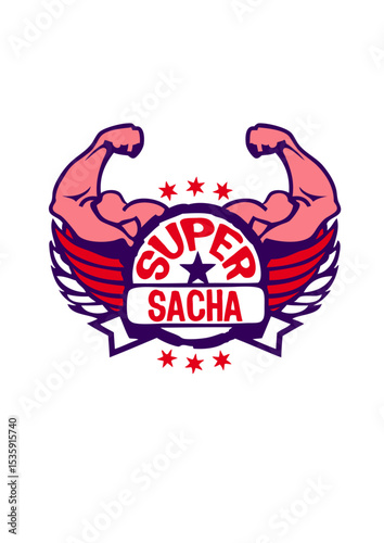 sacha super logo muscle bras prenom