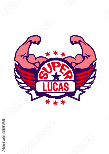 super lucas logo muscle bras prenom