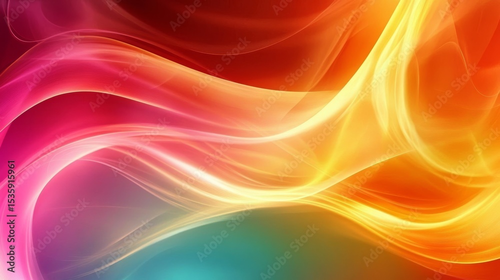 Obraz premium Abstract vibrant waves and curves in colorful glossy pattern, elegant flowing design ideal for digital screens and modern backgrounds