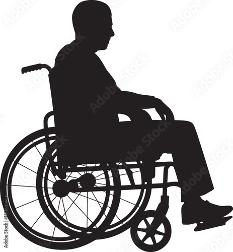 Silhouette of a man sitting in a wheelchair depicting disability and healthcare concepts