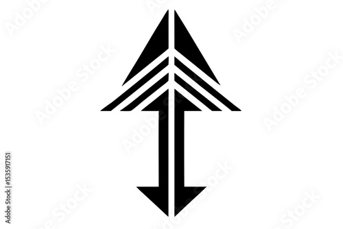 Black Upward and Downward Arrow Icon Graphic Design Element