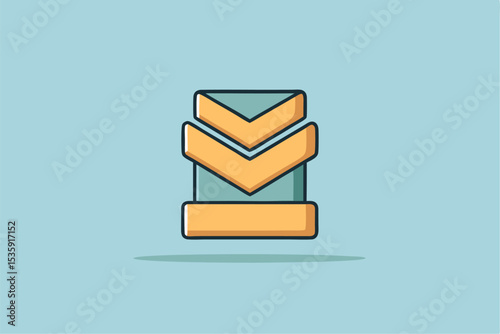 Stacked Orange and Teal Scroll Down Arrows Icon vector