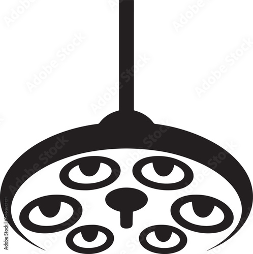 Vector illustration of a surgical lamp in black depicting operating room equipment