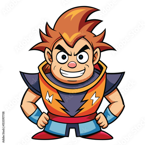 Cartoon character, powerful, with vibrant colors, and stylized design