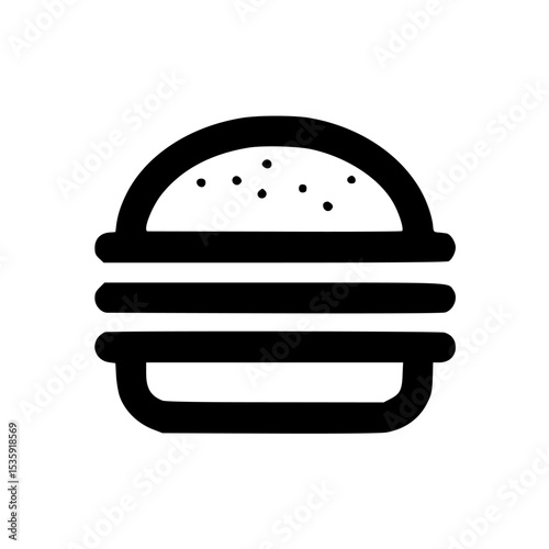 A simple line drawing of a delicious hamburger.