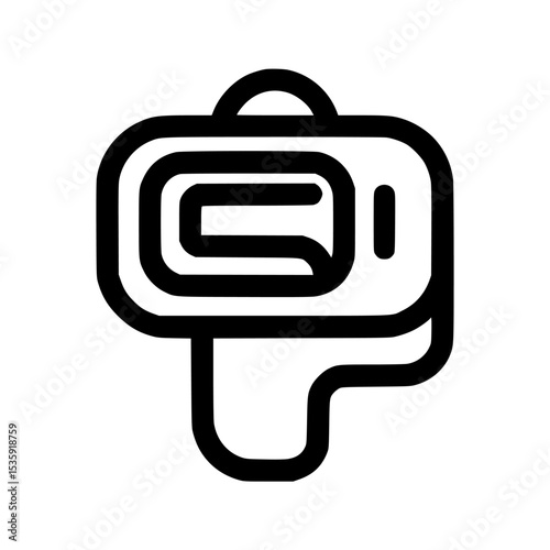 Simple black line art illustration of a small, rectangular device with a protruding component.