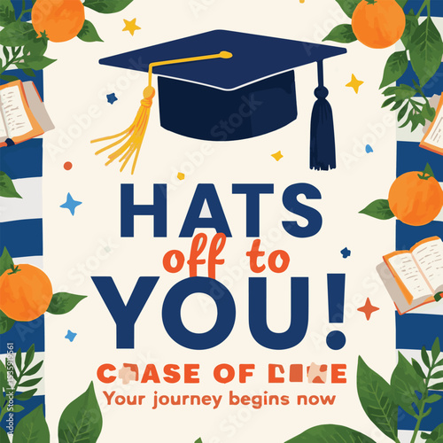 A vibrant vector illustration featuring graduation caps, diplomas, and academic symbols—perfect for celebrating education achievements, online learning, college success, and graduation ceremony design