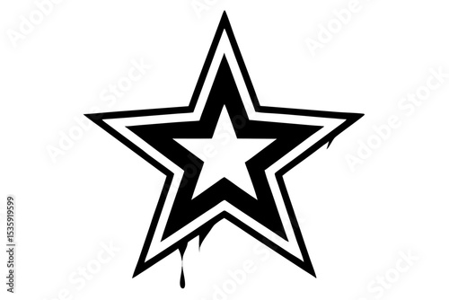 Black Star Outline Graffiti Spray Paint Dripping vector 1