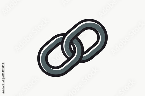 Two Interlocked Dark Gray Chain Links Black Outline Icon