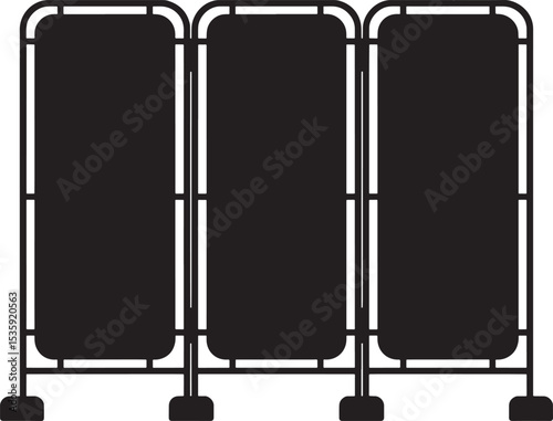Vector illustration of a minimalist folding screen divider with three blank panels