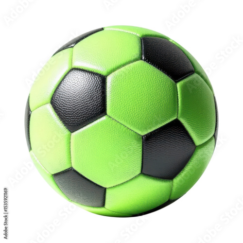A Close-Up View of a Lime Green and Black Soccer Ball Perfect for a Sporting Event