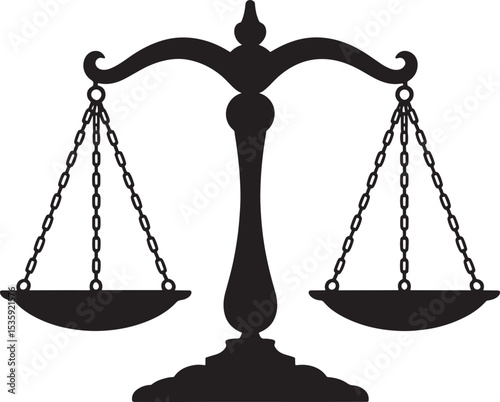Silhouette of the scales of justice symbolizing fairness and legal system concepts