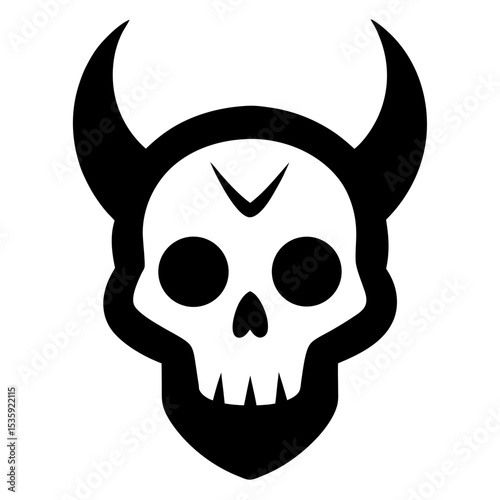 Skull with horns vector art illustration
