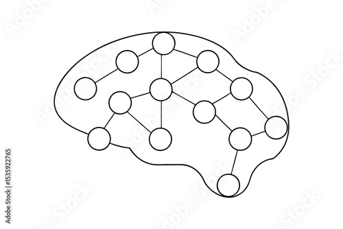 Brain network continuous line art simple design