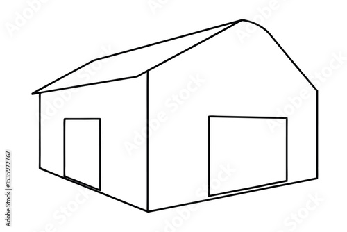 Simple line drawing of a barn with two doors