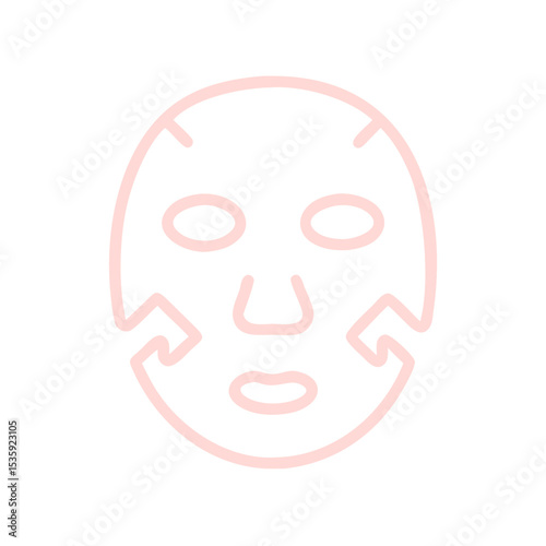 Facial reusable mask sheet outline icon: skincare, beauty, rejuvenation, and wellness concept design
