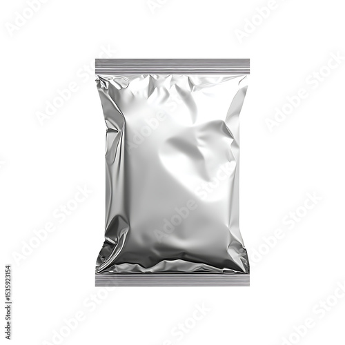 Blank sealed candy sachet made of glossy white plastic with crimped edges,Minimalist Packaging Template, Isolated on transparent background,png