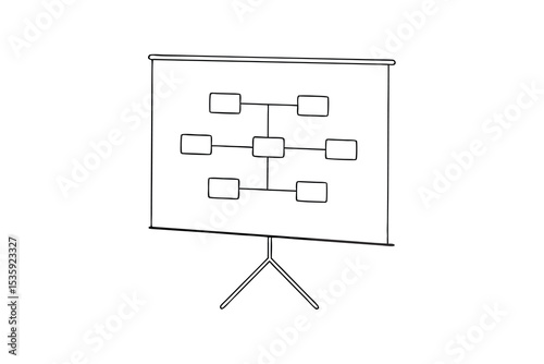 Simple continuous-line drawing of a project plan on a presentation board