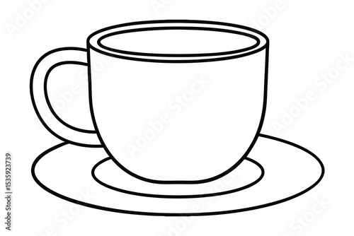 Simple line drawing of coffee cup and saucer