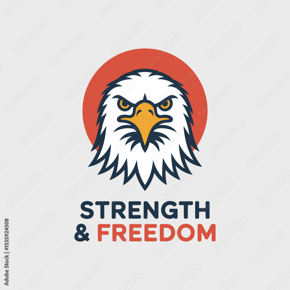 Fototapeta premium Bald eagle head logo strength and freedom