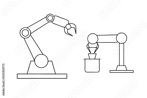 Robotic arms continuous-line illustration automation technology