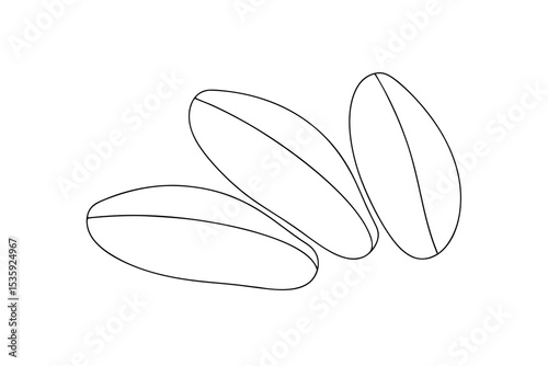 Three simple line drawing rice grains continuous-line art