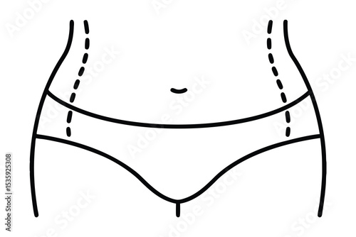 Woman body liposuction surgery continuous-line illustration