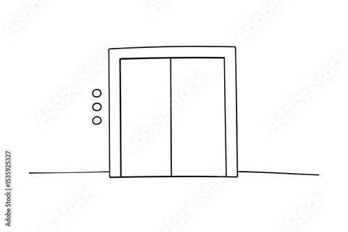 Simple line drawing of elevator doors continuous line art