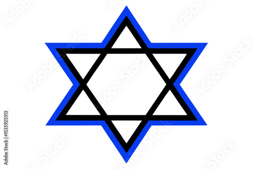 Blue and Black Star of David Graphic Magen David six pointed star