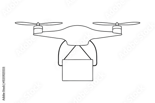 Delivery drone continuous-line drawing simple icon