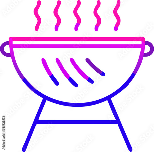 Flat Design Vector Grill Purple Blue Hot Food barbecue