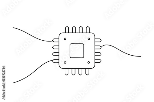 Simple line drawing of microchip with continuous lines