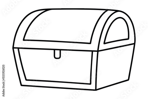 Cartoon treasure chest continuous-line drawing illustration