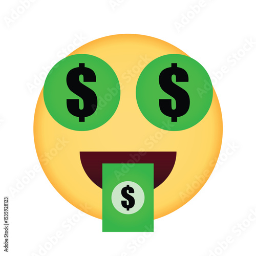 Money eyes emoji with dollar bill tongue