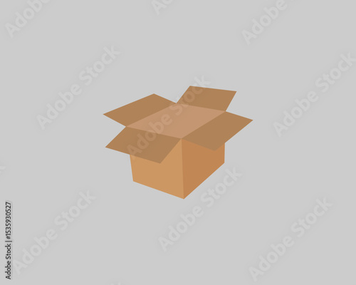 An open cardboard box icon set includes detailed vector illustrations of boxes with flaps open in various angles and styles, perfect for shipping, packaging, logistics, delivery apps.