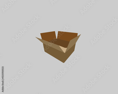 An open cardboard box icon set includes detailed vector illustrations of boxes with flaps open in various angles and styles, perfect for shipping, packaging, logistics, delivery apps.
