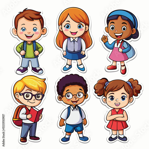 Happy children in school uniform