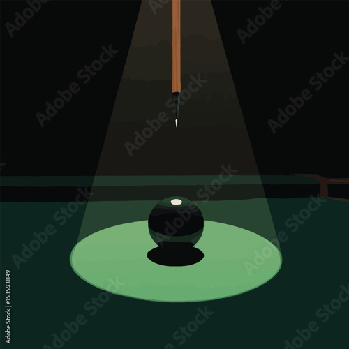3D vector illustration featuring green billiard and pool balls on a table, combined with sports elements like soccer and golf. Perfect for leisure, casino, competition, and sports event designs.

