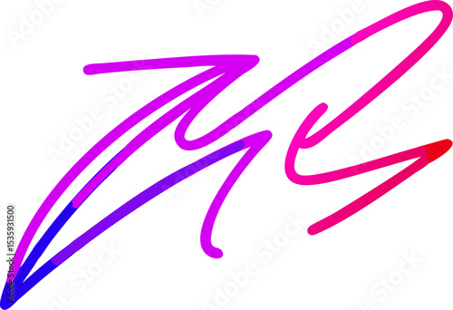 Vibrant Red Purple Hand Drawn Arrow Graphic vector