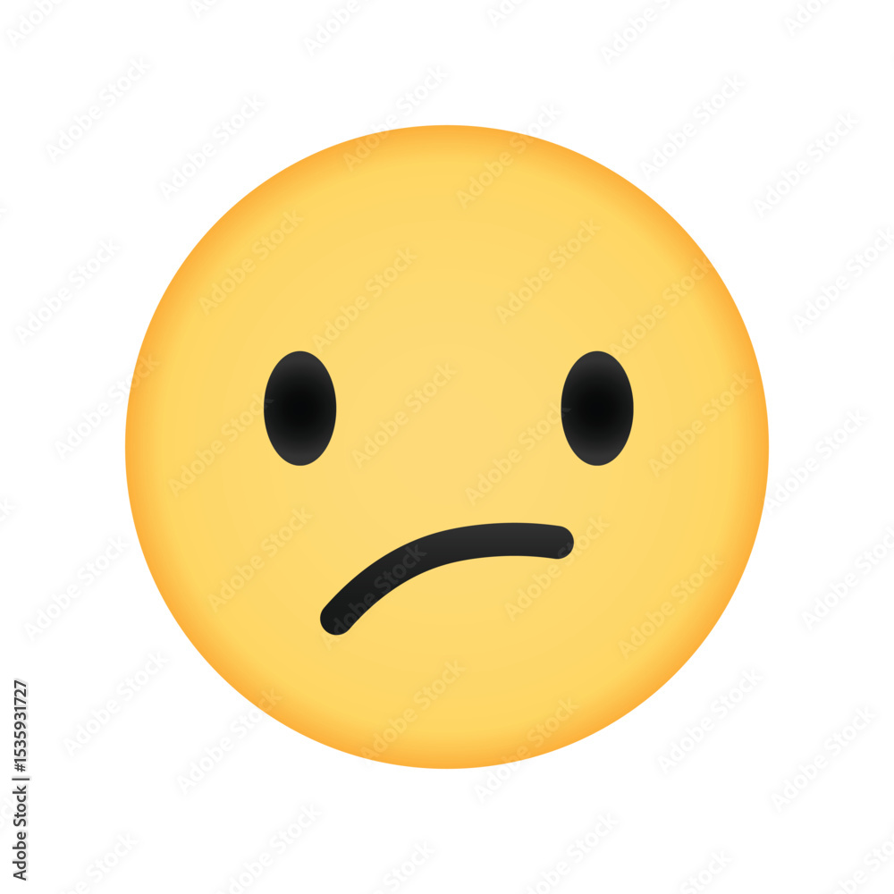 Fototapeta premium Confused emoji with slanted mouth