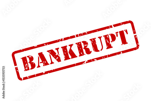 Bankrupt label in stencil lettering as an isolated red rubber stamp vector