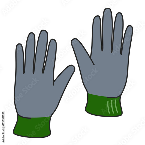 Pair of garden gloves for gardening protective equipment in flat design vector icon