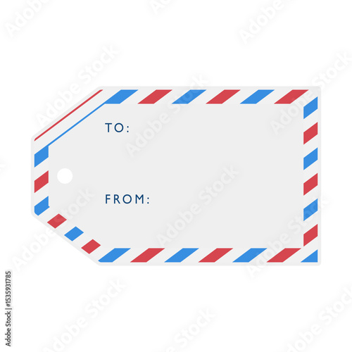 Gift tag with blank space and airmail pattern as a vector template
